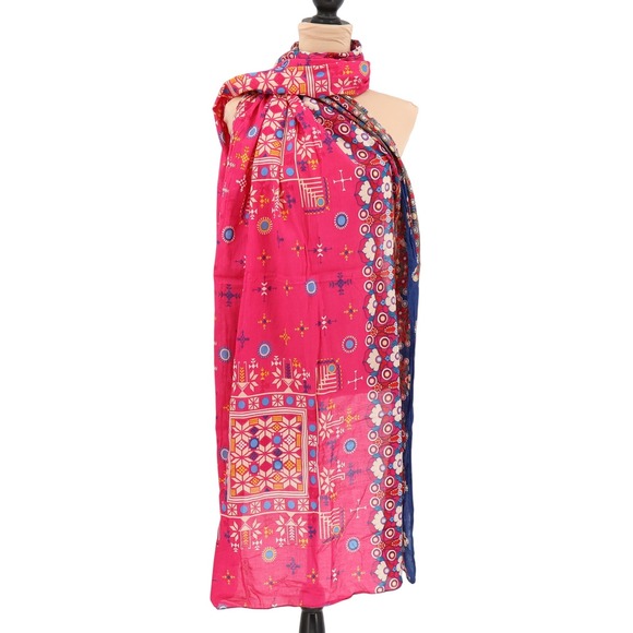 Khaadi Floral Scarf Shawl Sarong Cotton Lightweight Wrap Swim Cover Colorful - Picture 1 of 5